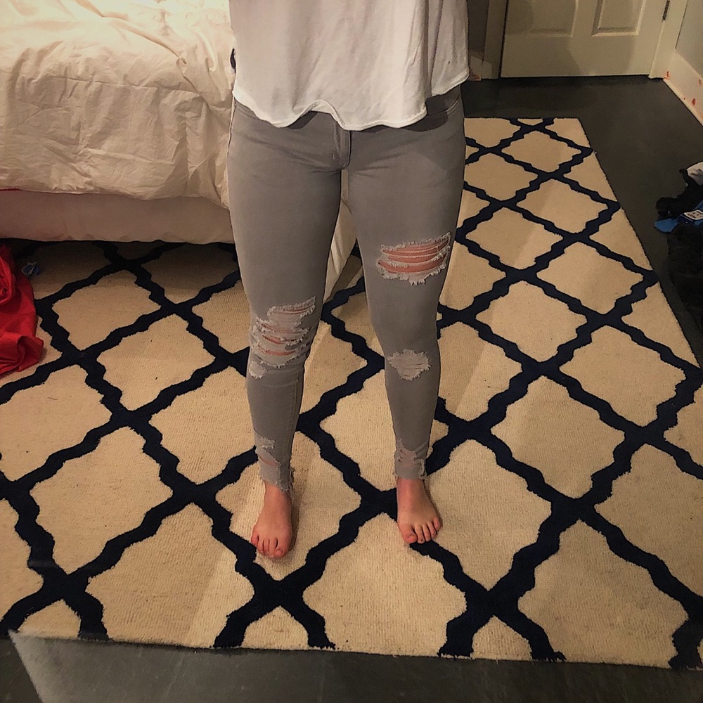 gray ripped jeans